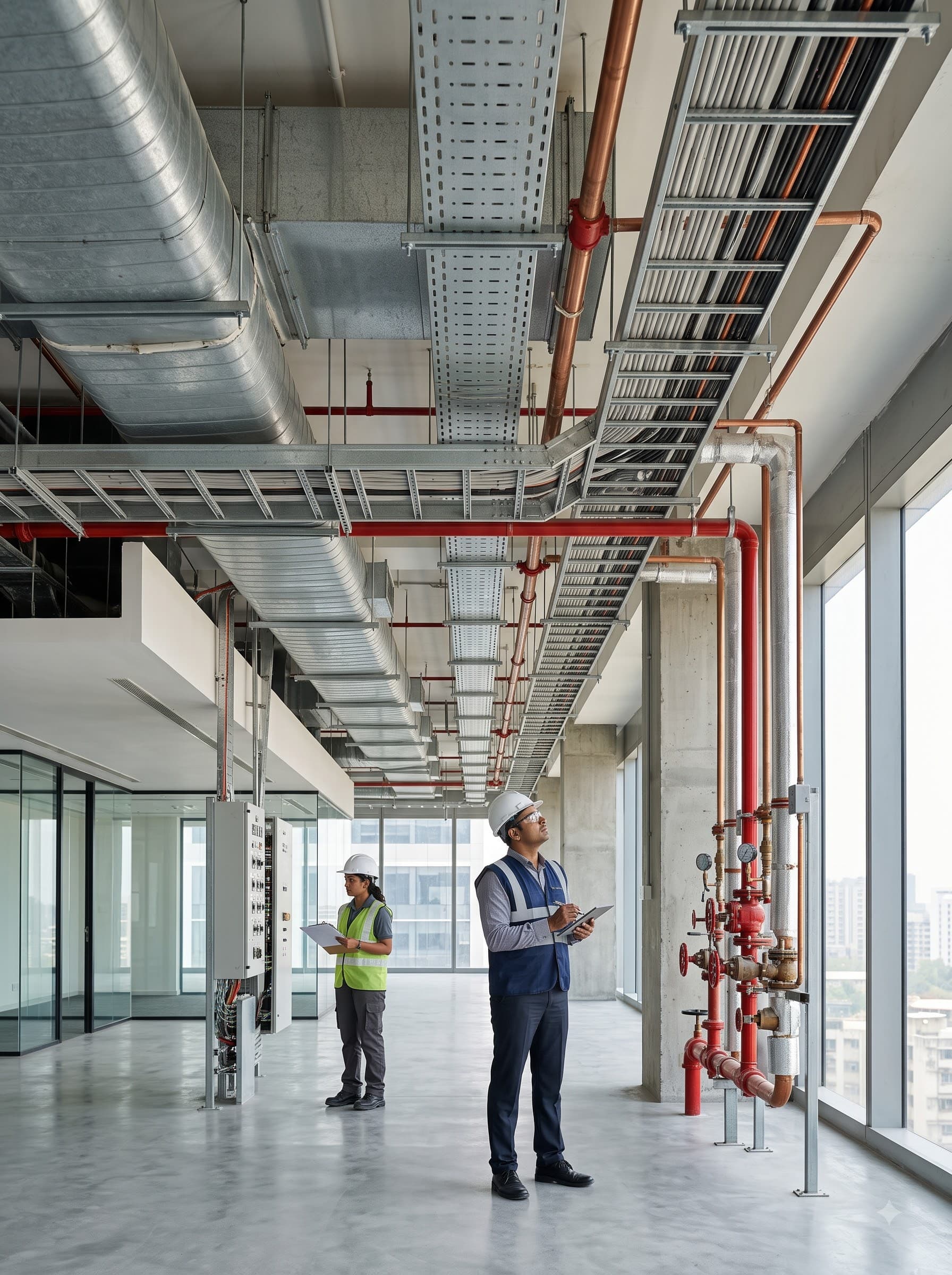 Heavy mechanical machinery and high-precision building utility pipeline networks engineered by REP Pvt Ltd