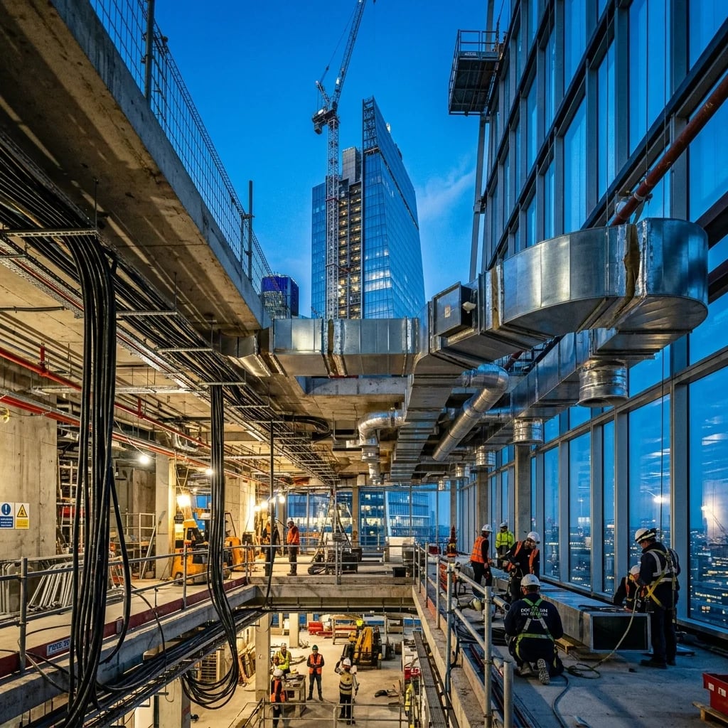 REP engineering team at work on a live MEP project site